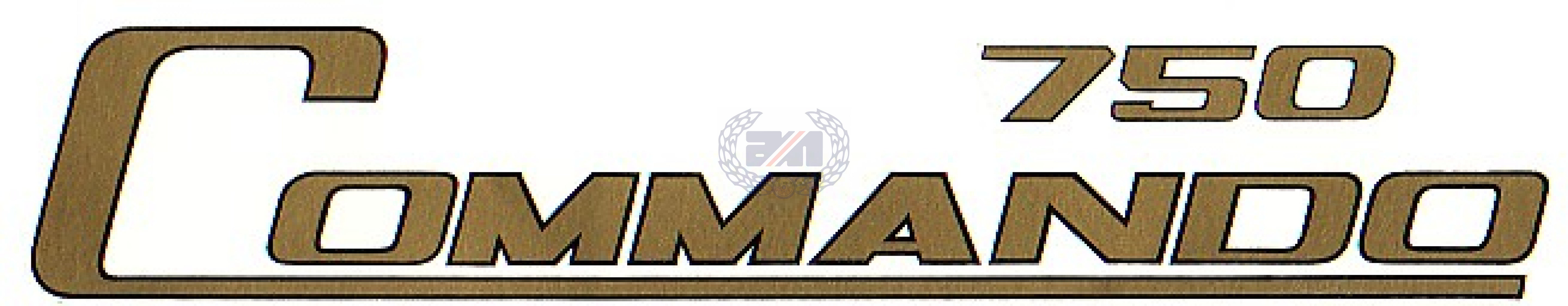 DECAL "750 COMMANDO" (GOLD + BLACK OUTLINE) DRYFIX