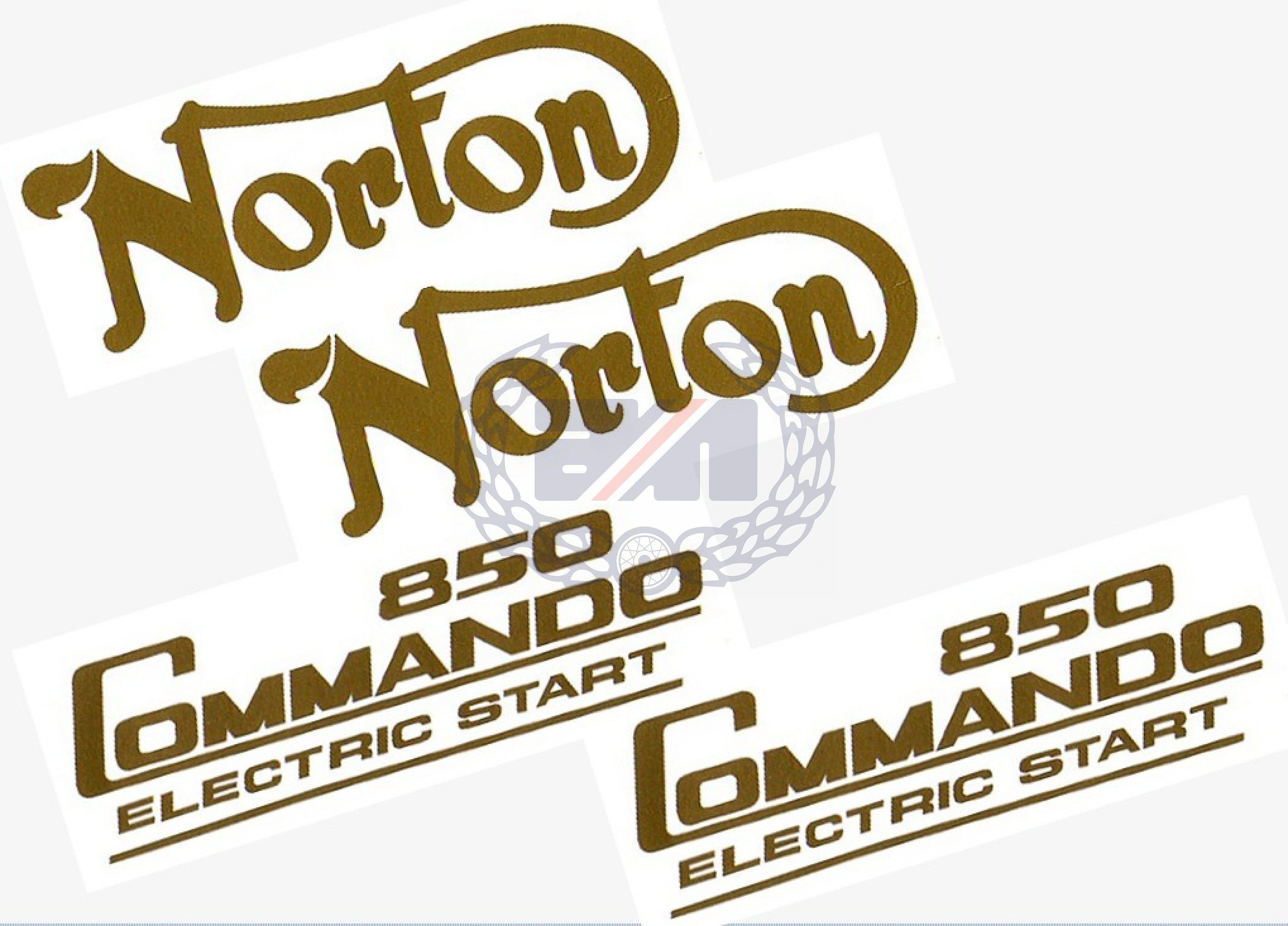 DECAL SET (GOLD) for COMMANDO 850Mk3 Electric Start PETROL TANK AND SIDE COVERS Vinyl