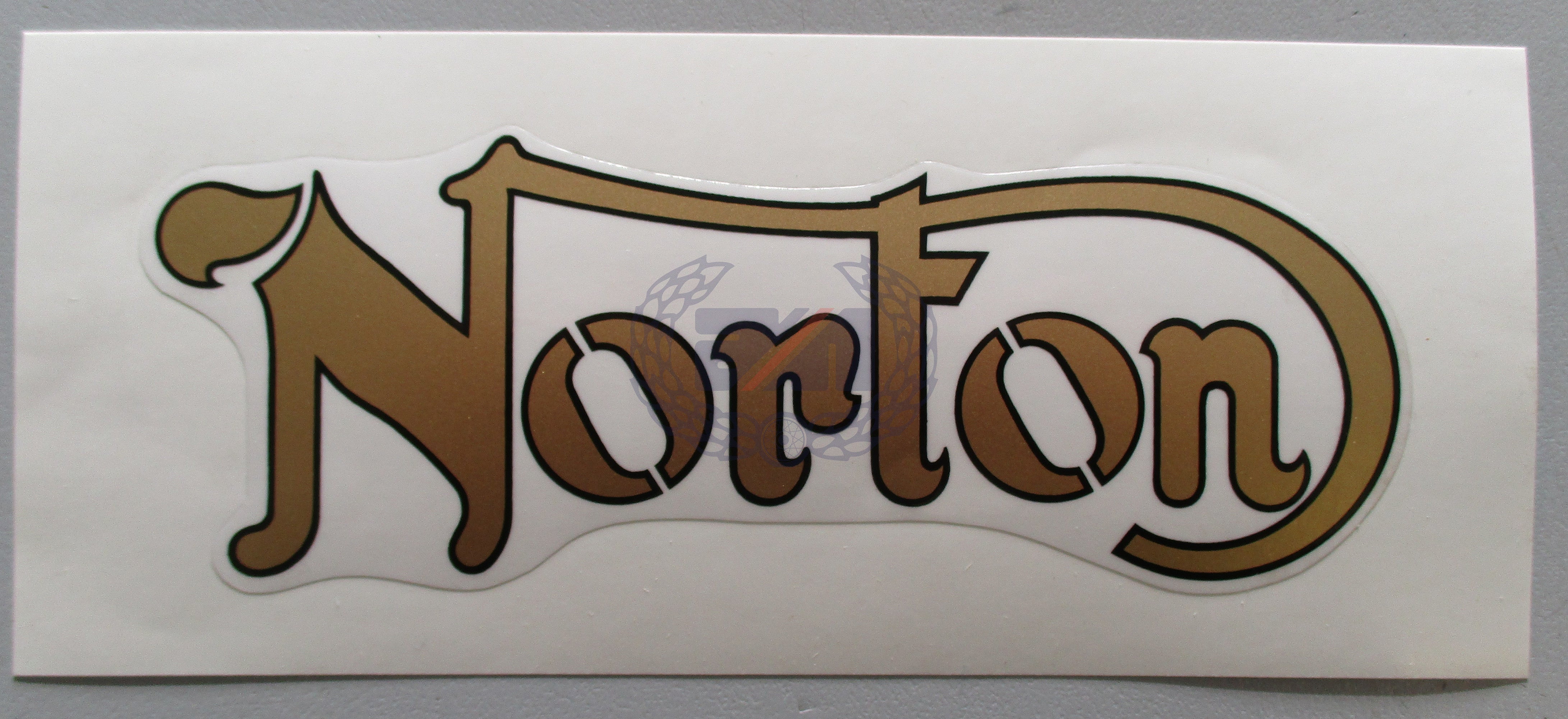 DECAL "NORTON" TANK  (GOLD WITH BLACK OUTLINE)  (06.2931) VINYL