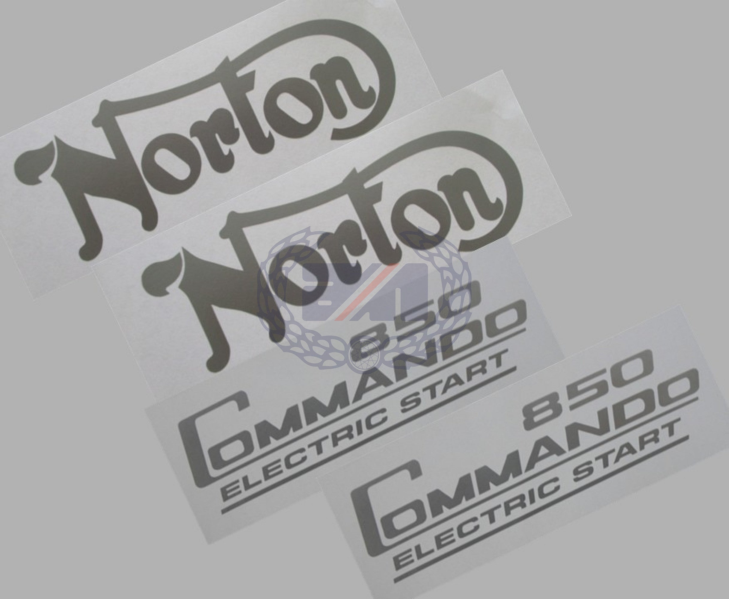 DECAL SET (SILVER) for COMMANDO 850Mk3 Electric Start PETROL TANK AND SIDE COVERS Vinyl