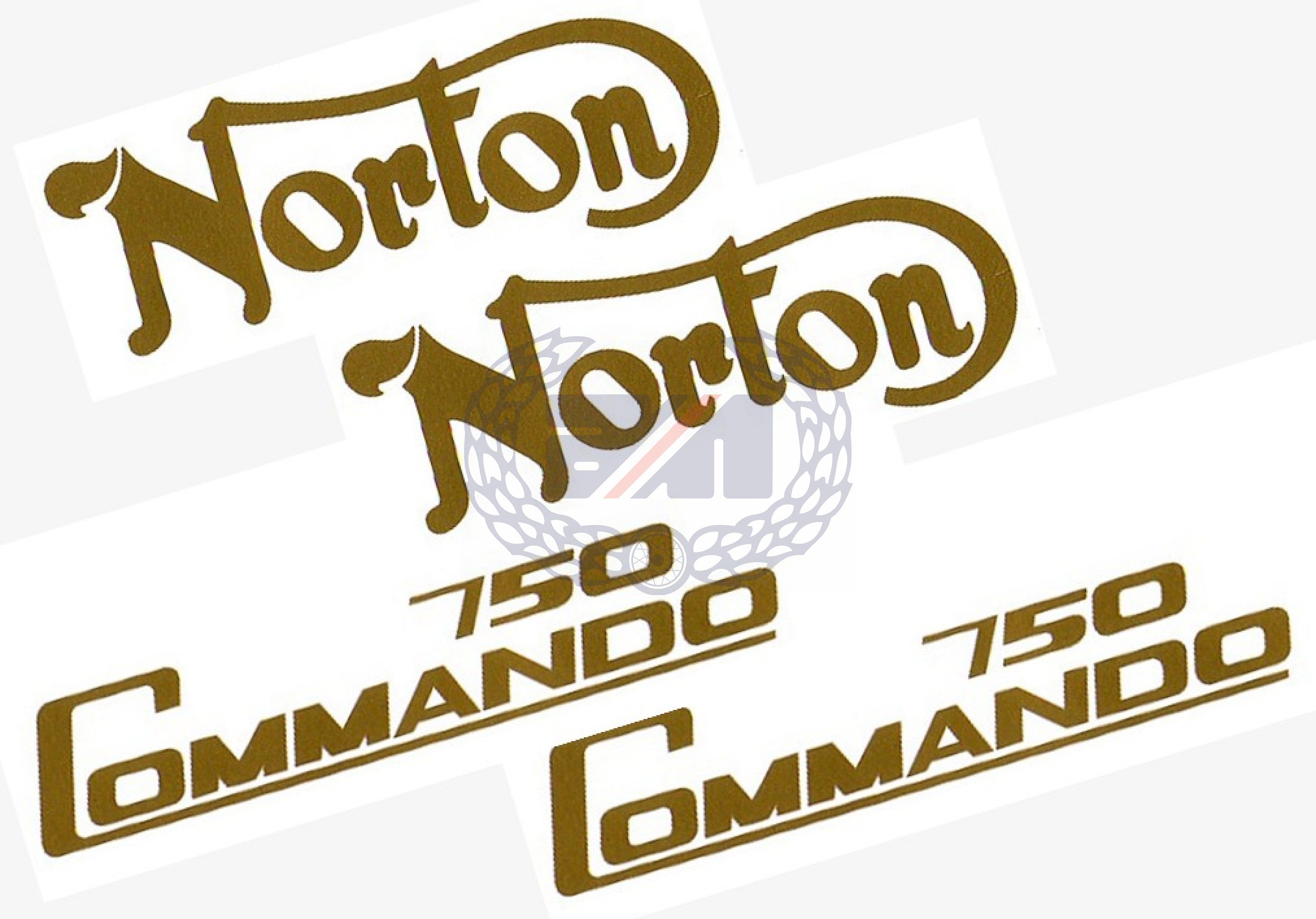 DECAL SET (GOLD) for COMMANDO 750 PETROL TANK AND SIDE COVERS Vinyl
