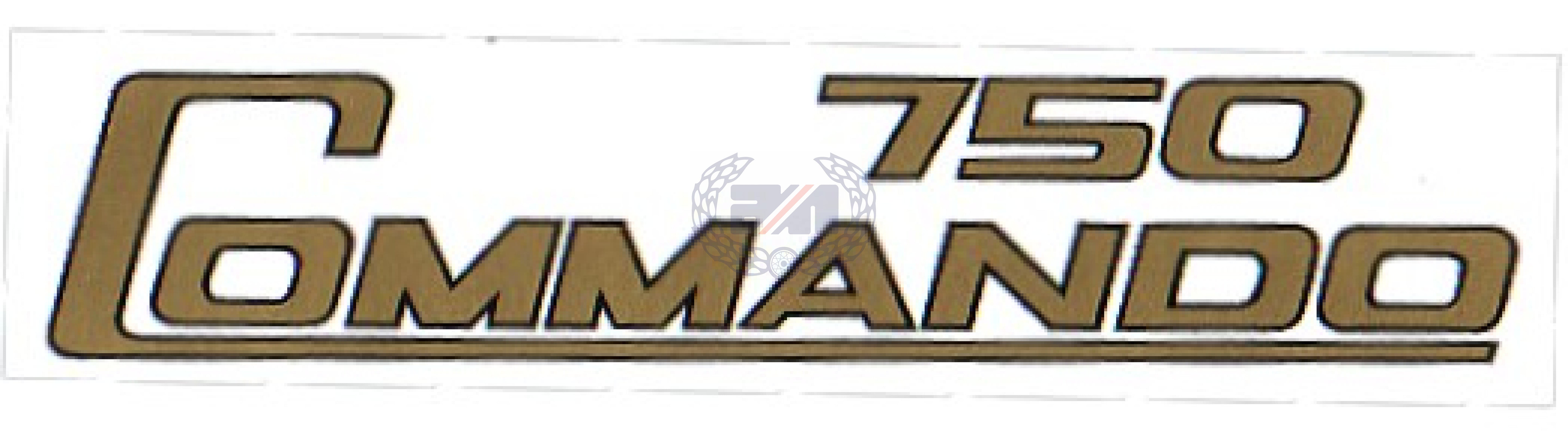 DECAL  "750 COMMANDO"  (GOLD + BLACK OUTLINE) Dryfix
