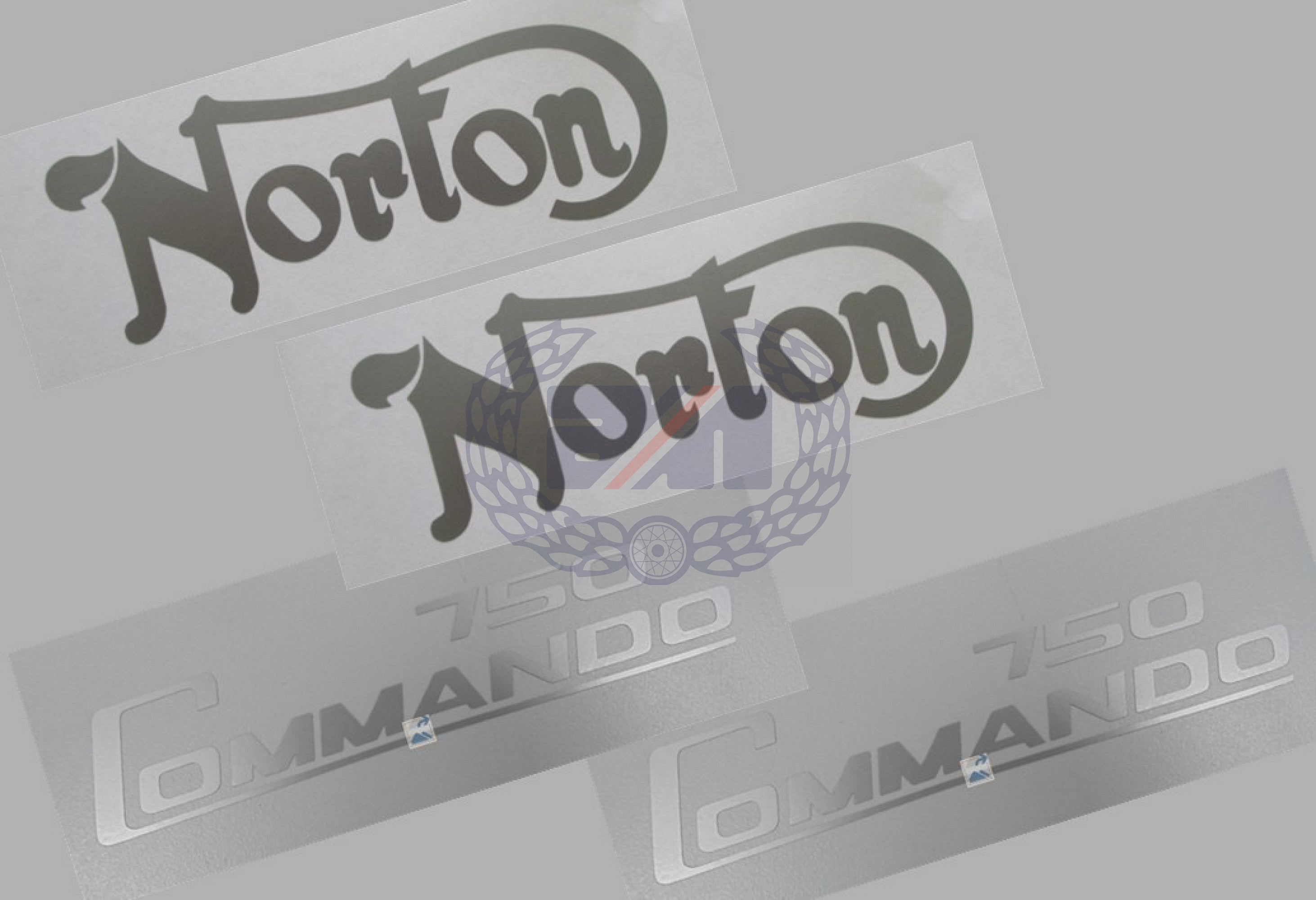 DECAL SET (SILVER) for COMMANDO 750 PETROL TANK AND SIDE COVERS Vinyl