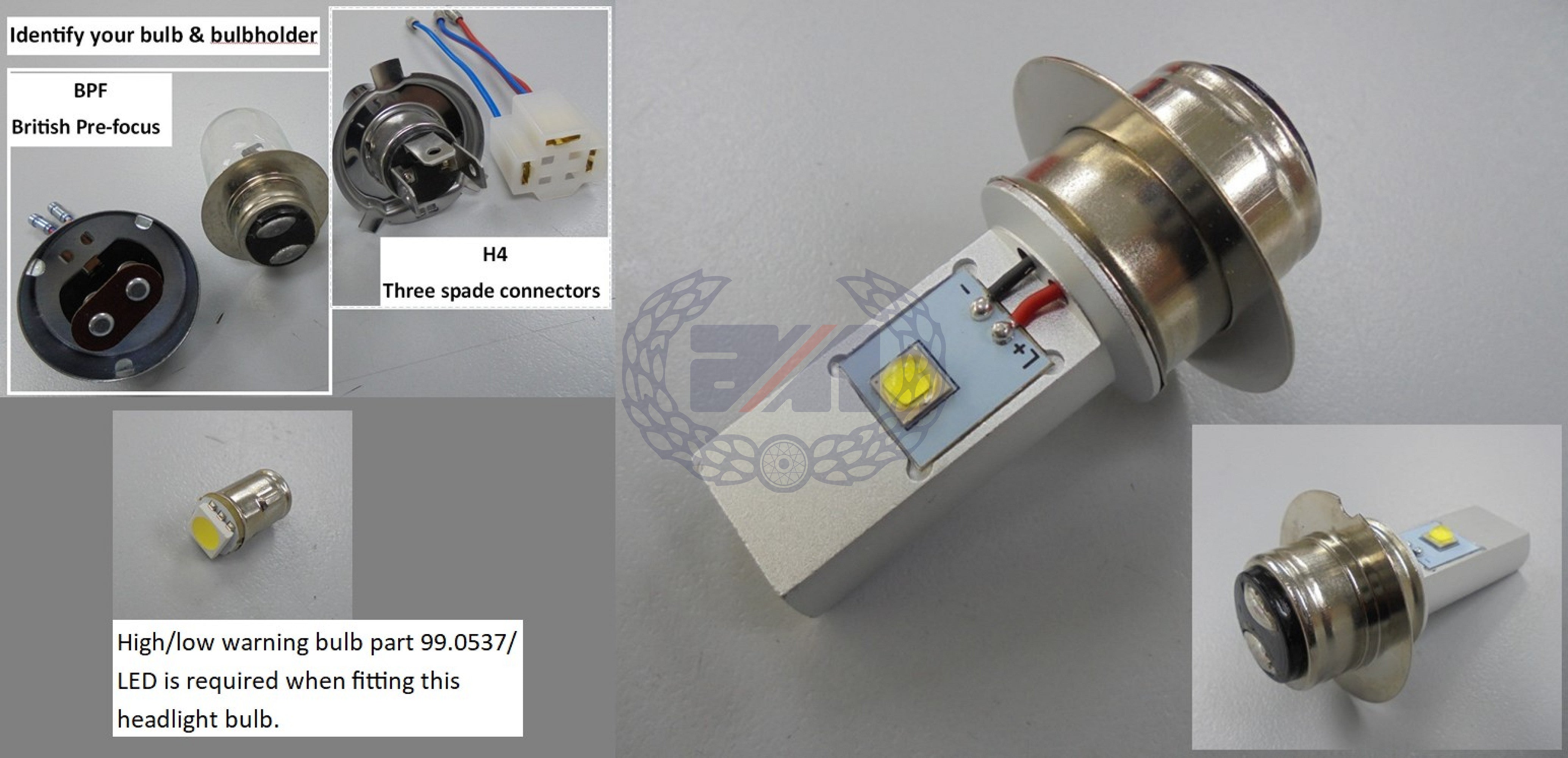 LUCAS LED Headlight Bulb BPF fitting 6-24V. For use on Positive or Negative systems.