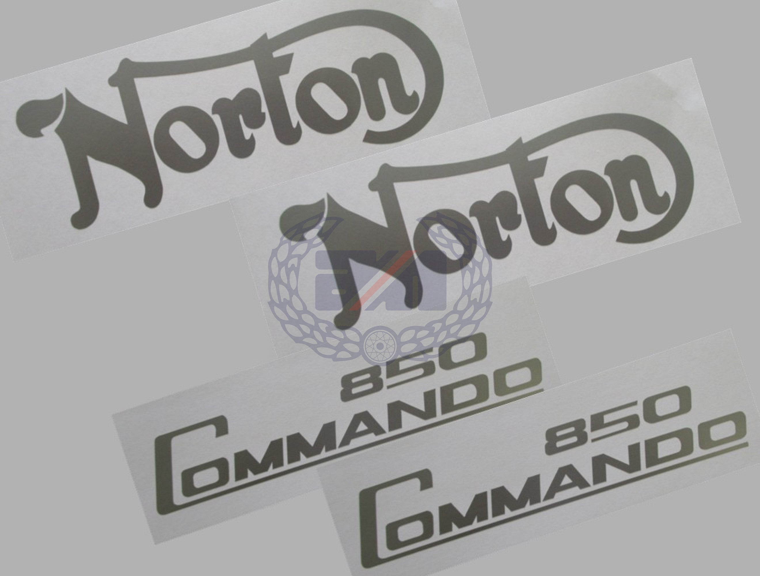 DECAL SET (SILVER) for COMMANDO 850 PETROL TANK AND SIDE COVERS Vinyl