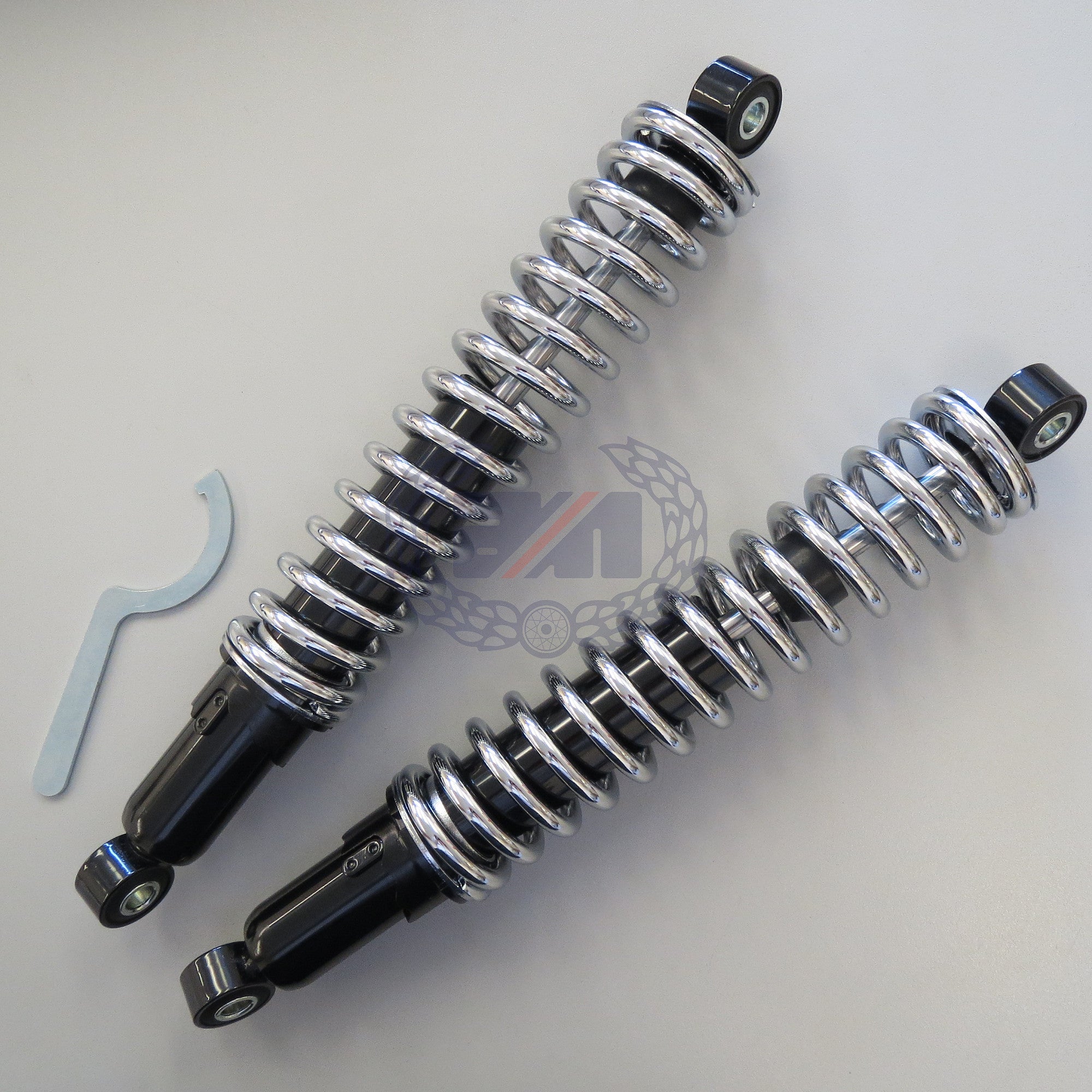 REAR SUSPENSION UNITS - EXPOSED SPRING (PAIR)  GIRLING TYPE COMMANDO 1971 TO 1974 Distance between centres: 12.9 inches Spring rate: 118 lbs/inch